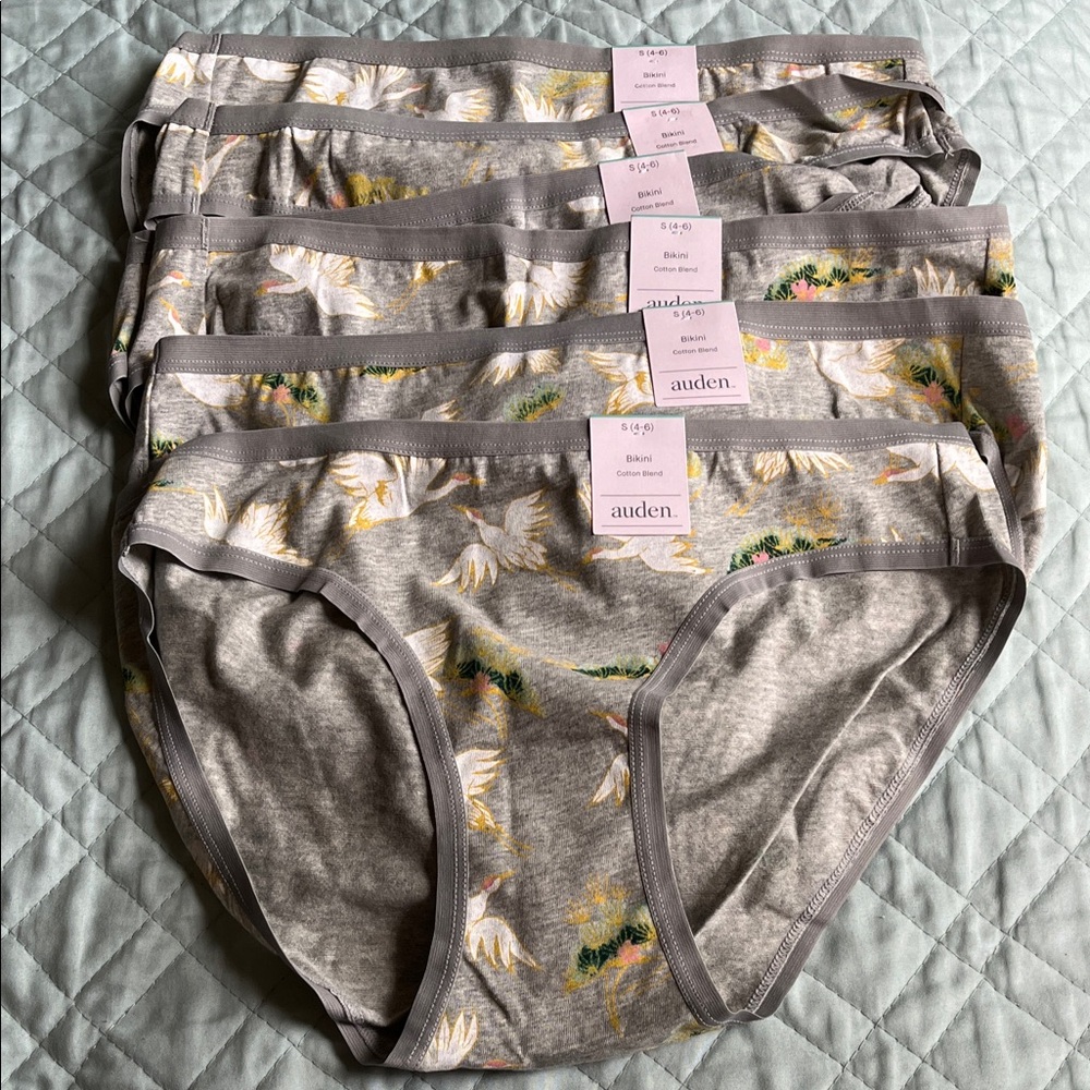 Auden Gray Panties with Bird Print 6 pairs